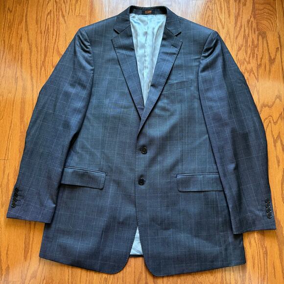 Steven Land Stanly Blazer Men’s 44L Charcoal Gray Super 150s Wool‎ Suit Jacket - Picture 2 of 15